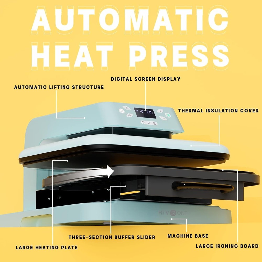 Heat Press 15x15 with Auto Release Feature, Fast Heating & Stable Temperature