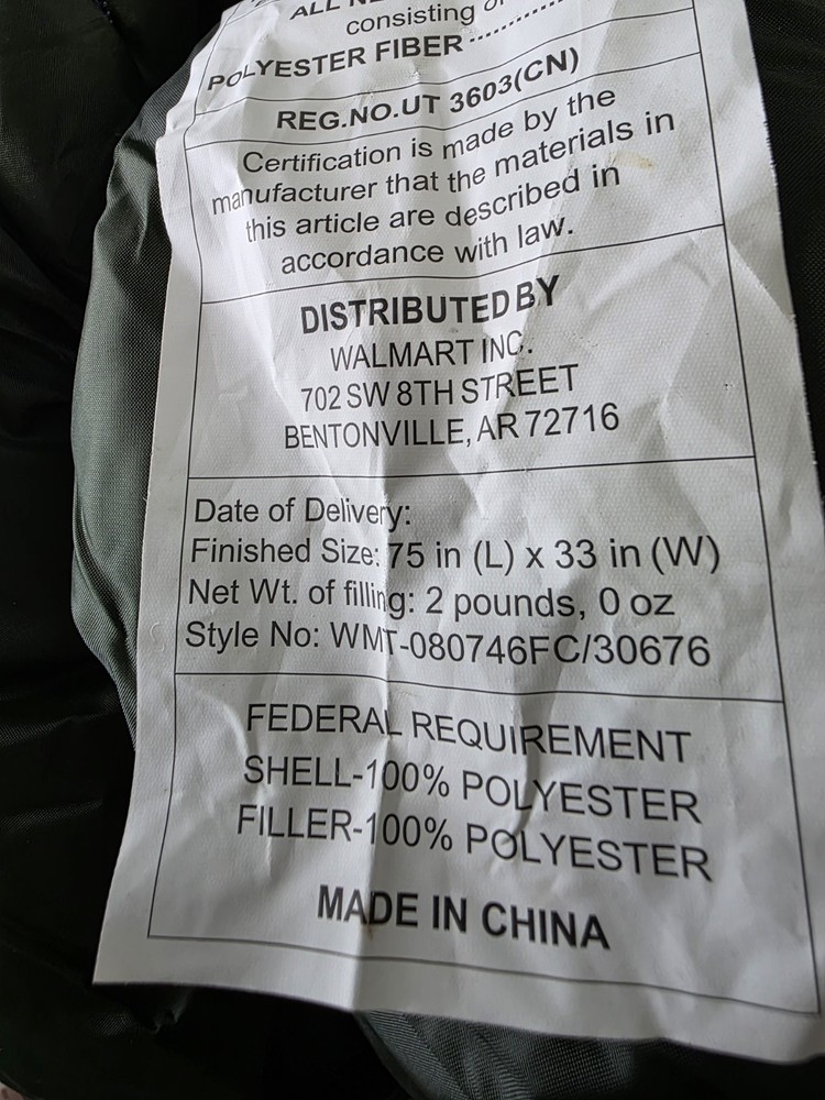 Ozark Trail Sleeping Bag Adult Rectangular 33x77 Olive Green Polyester Fiber