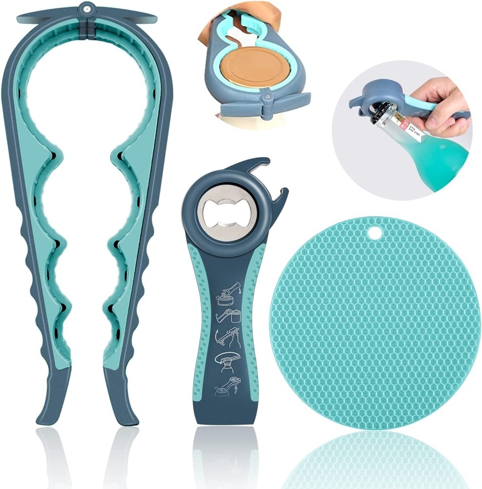 Jar Opener for Weak Hands Seniors with Arthritis 5 in 1 Multi Function Bottle