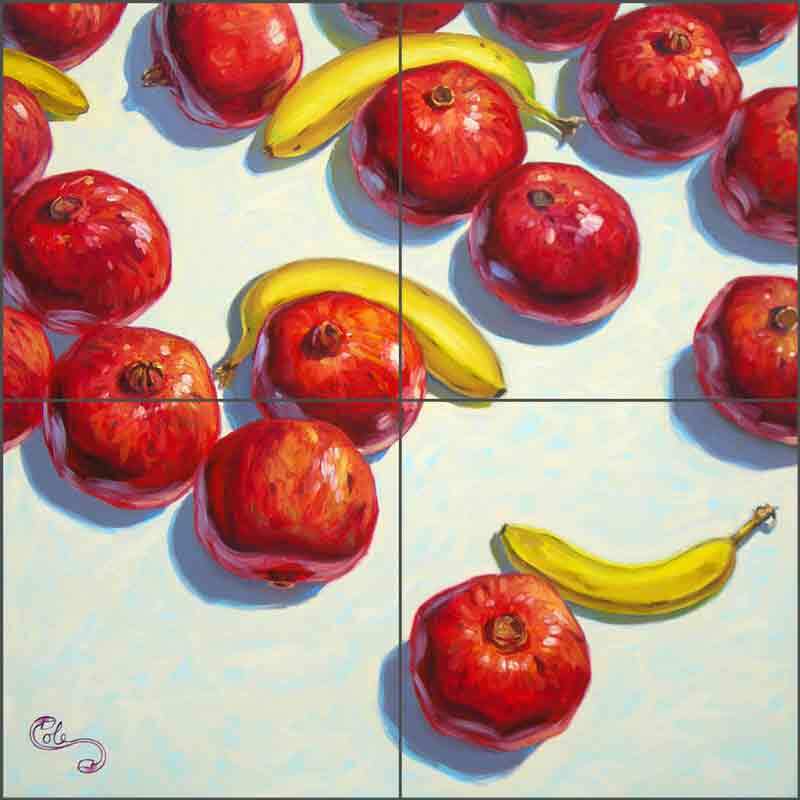 Pomegranate Tile Backsplash Beaman Cole Kitchen Fruit Art Ceramic Mural BCA026