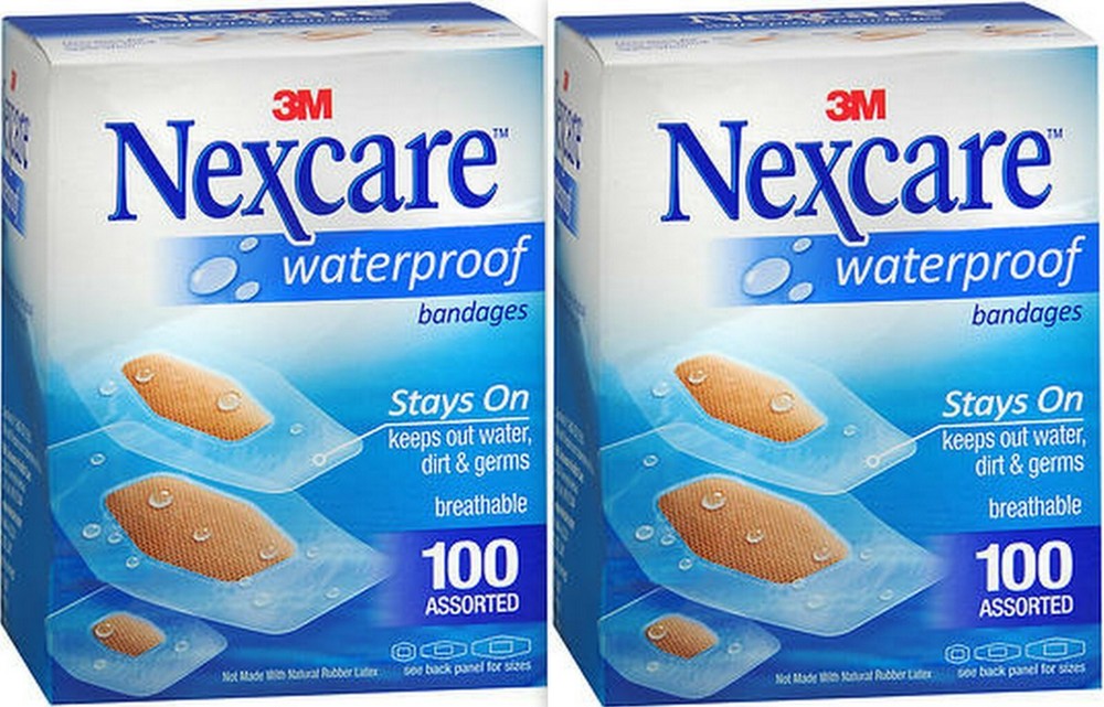 Nexcare Bandages CLEAR WATERPROOF Assorted Sizes 100ct  ( 2 pack ) BIG BOX