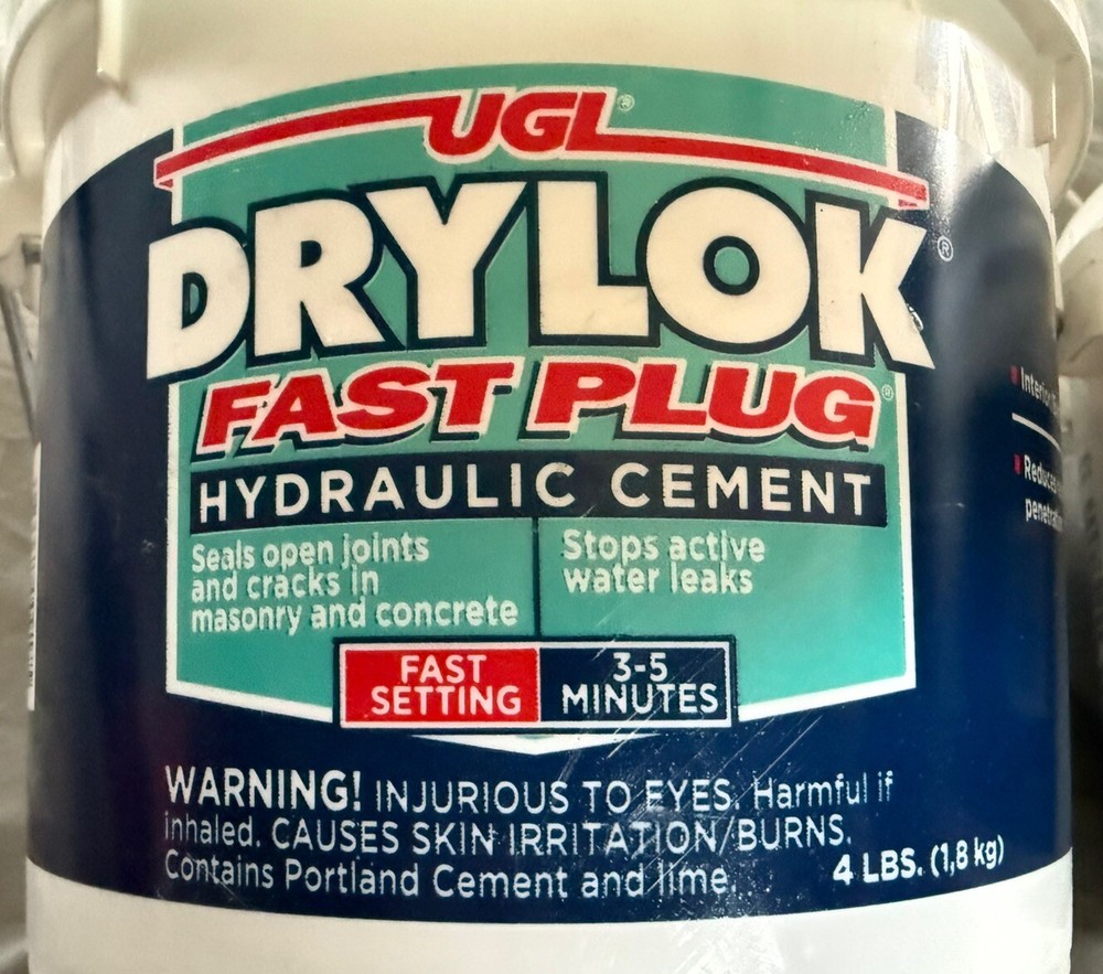 2 - DRYLOK Fast Plug Hydraulic Cement, 4 Pound buckets