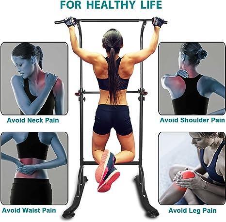 Ergonomic Design Height Adjustable Multi-Function Dip Station Pull Up Bar