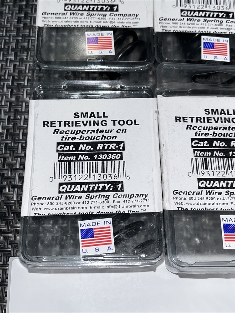 2 QTY! BULK- General Wire Small Corkscrew Retrieving Tool RTR-1 130360 —NEW