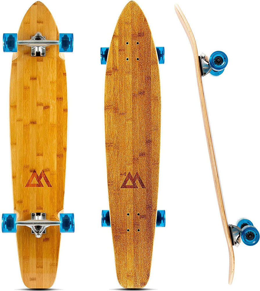 44 Inch Kicktail Cruiser Longboard Skateboard | Bamboo and Hard Maple Deck | Mad