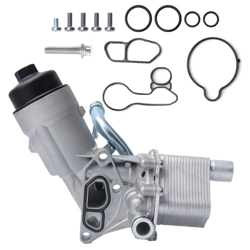 Engine Oil Cooler Filter Housing Assembly Adapter with Gasket, Filter Insert