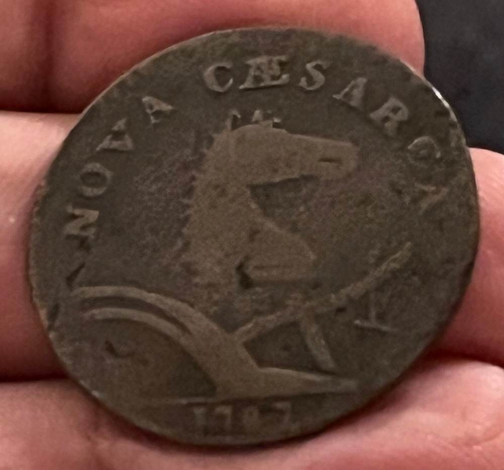 1787 New Jersey colonial cent , VG +, Scarce !