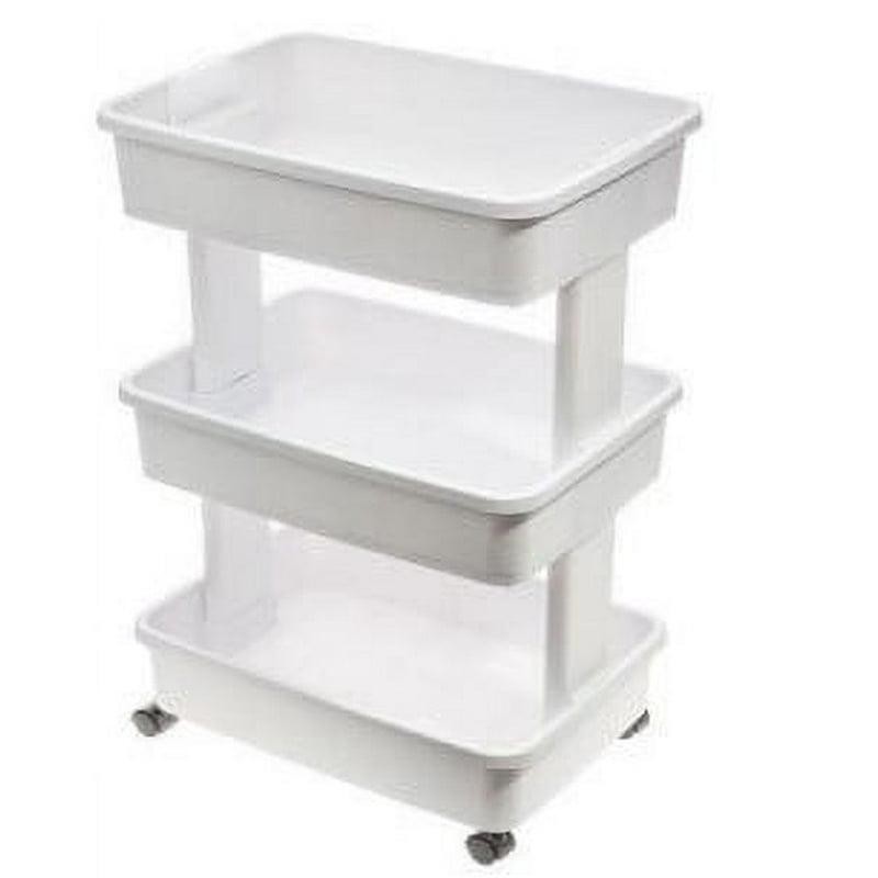 3-Tier Multi-Purpose Rolling Cart Storage Organizer Laundry Craft Office White