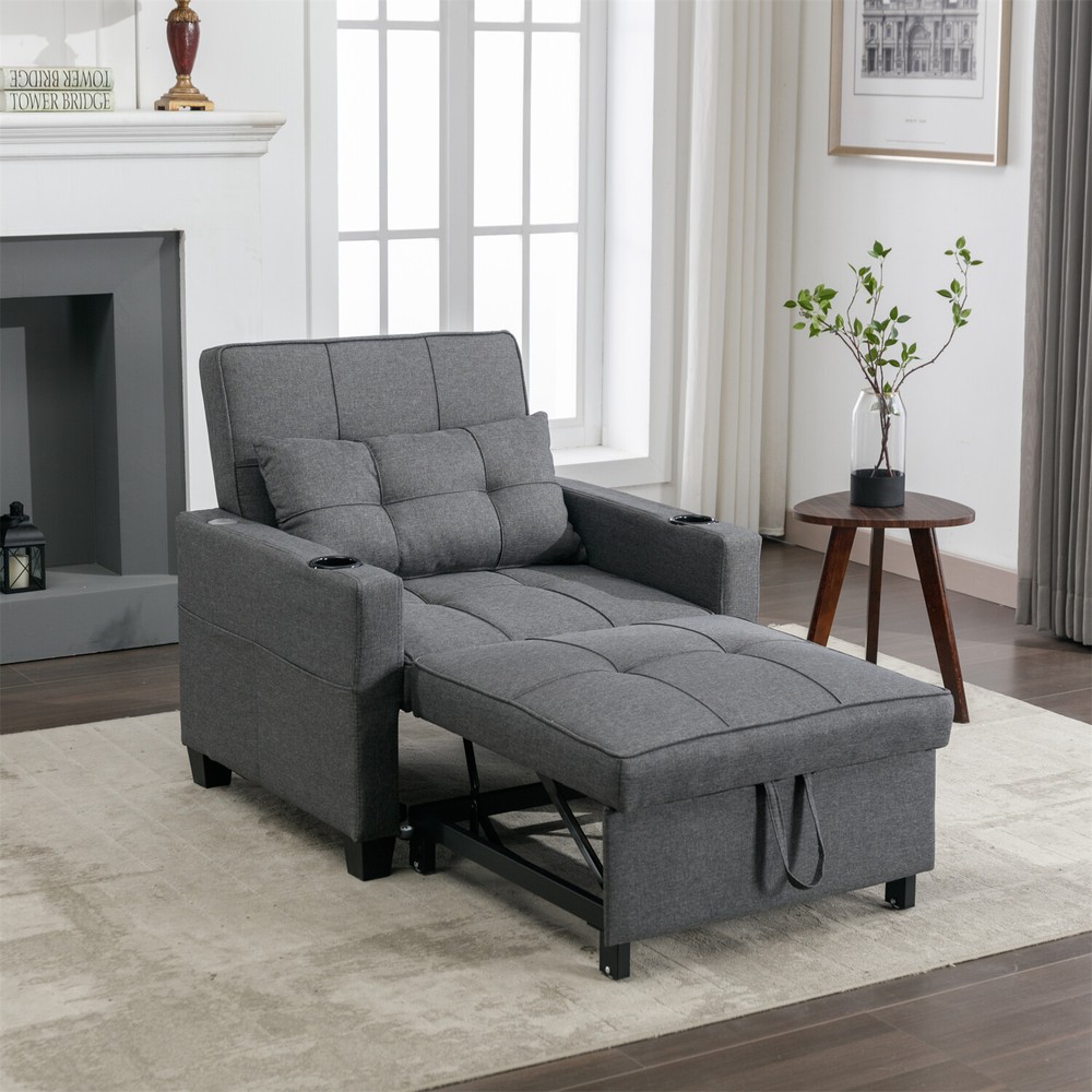 Convertible Sleeper Sofa Bed 3-in-1 Multi-Function Folding Sofa Bed w/ USB Ports