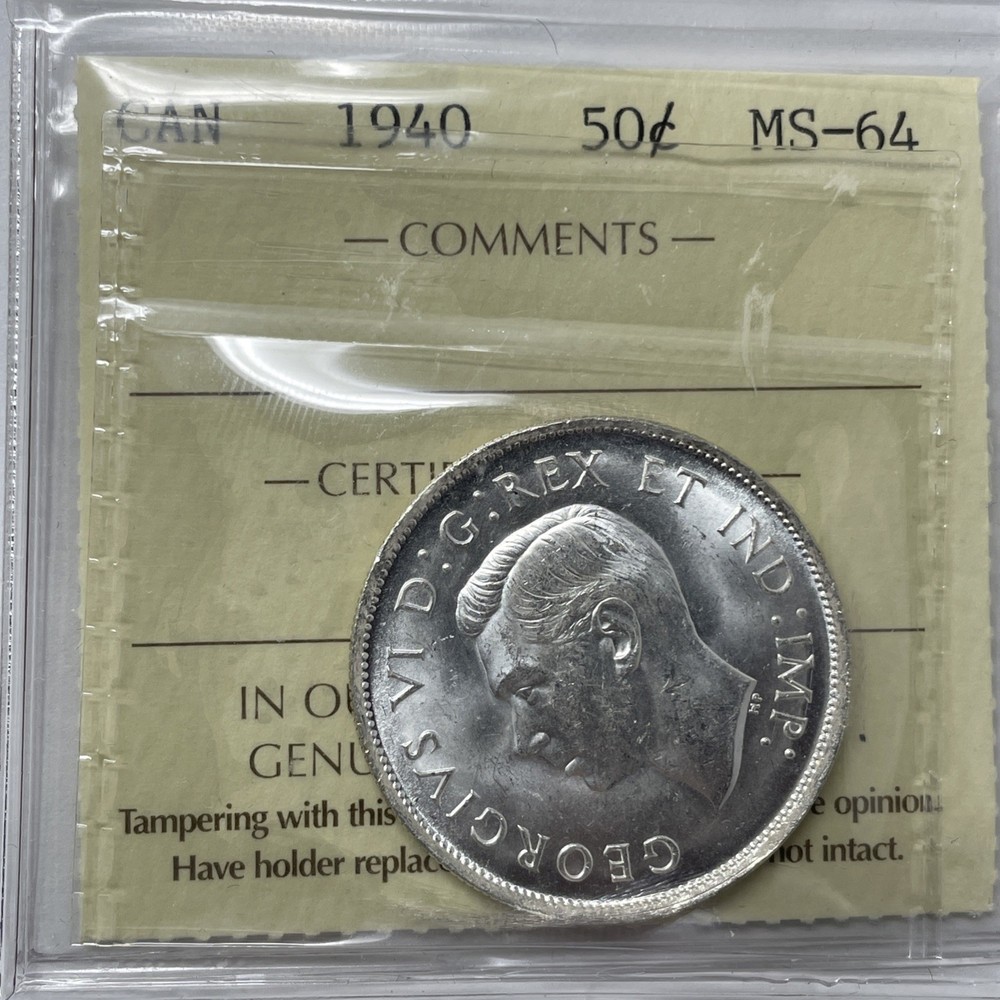 1940 Canada 50 Cent. ICCS Certified MS-64. C-2562