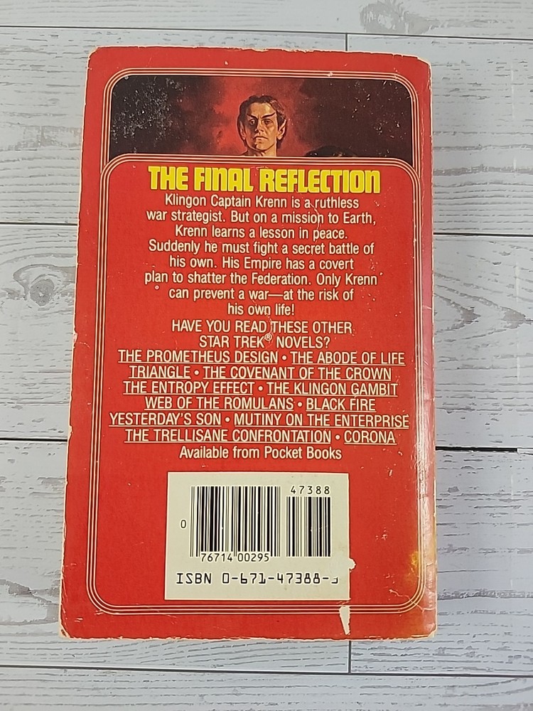 Star Trek: The Final Reflection by John M. Ford Paperback Acceptable