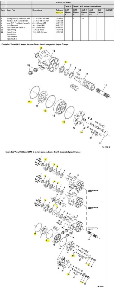 Aztec Replacement for Seal Kit for Danfoss 151-6190 - Hydraulic Motor