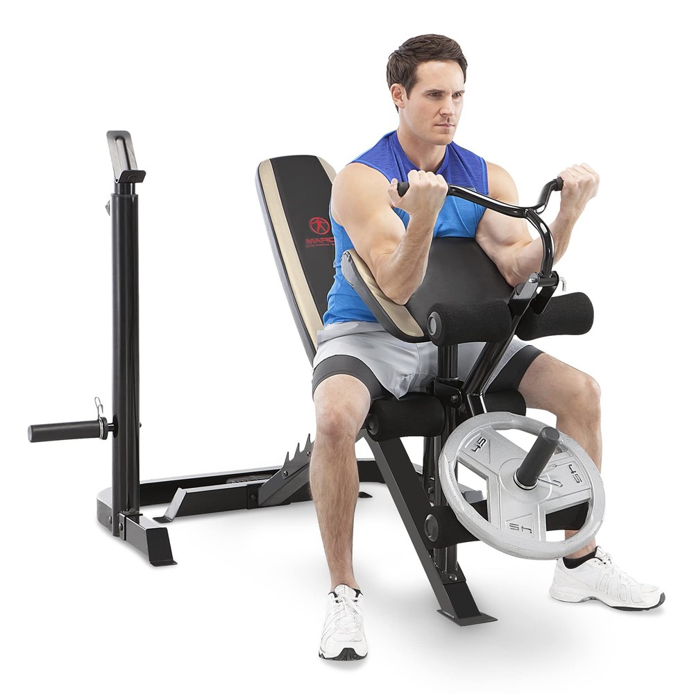 Marcy Adjustable Olympic Weight Bench with Leg Developer and Squat Rack MD879
