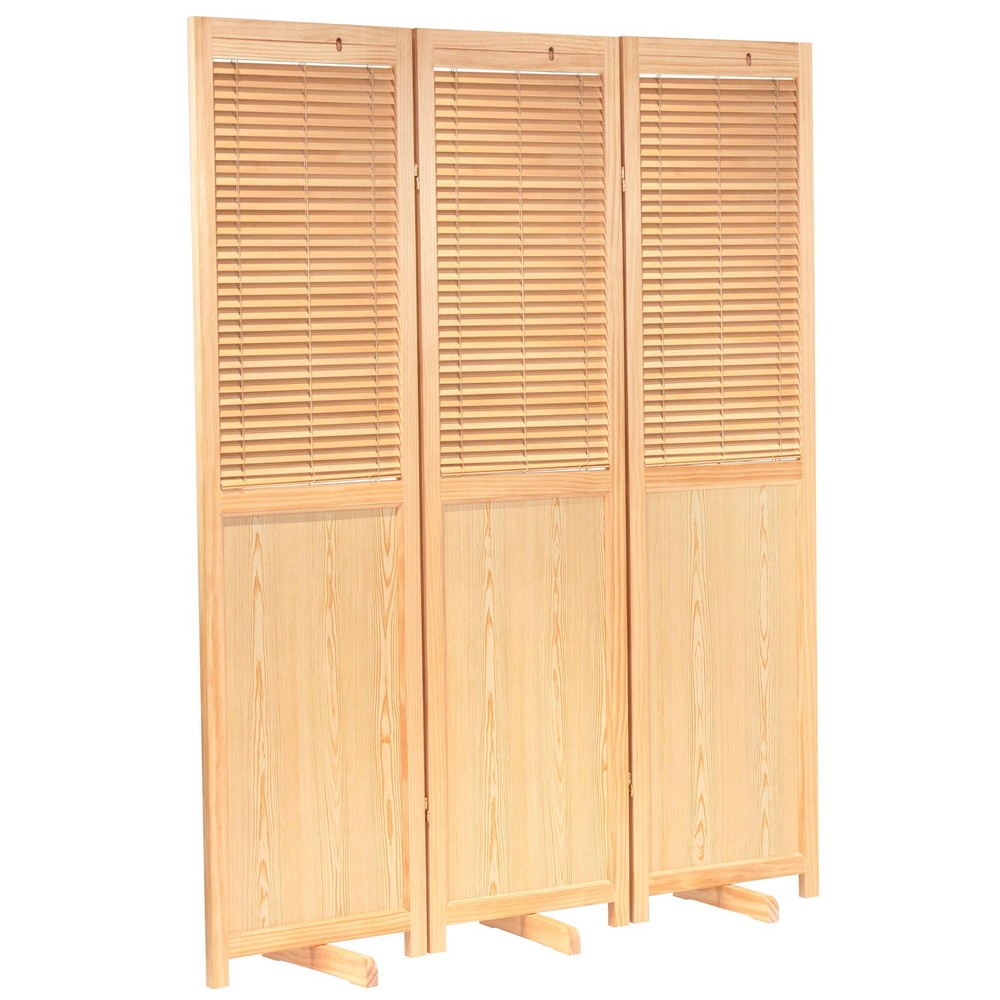 6 ft. Tall Adjustable Shutter Room Divider Natural 3 Panel