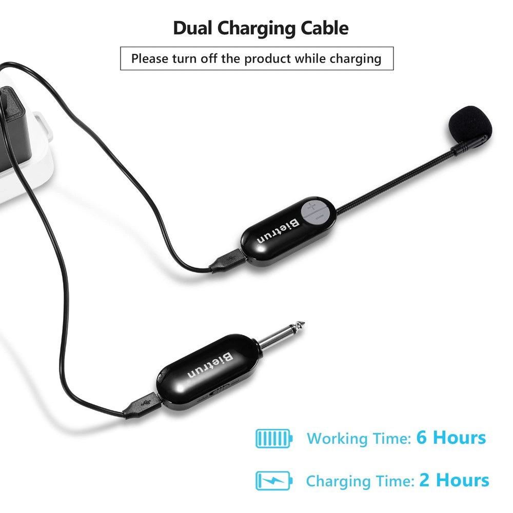 Wireless Microphone Headset with 1/4''Plug, 165ft Range, UHF Wireless Headset...