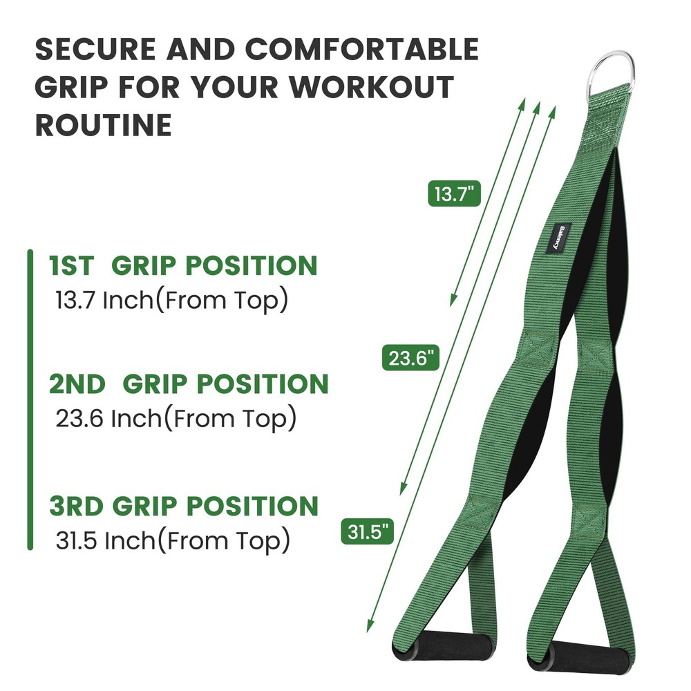 Tricep Rope Cable Attachment Handles, Pull Down for Green