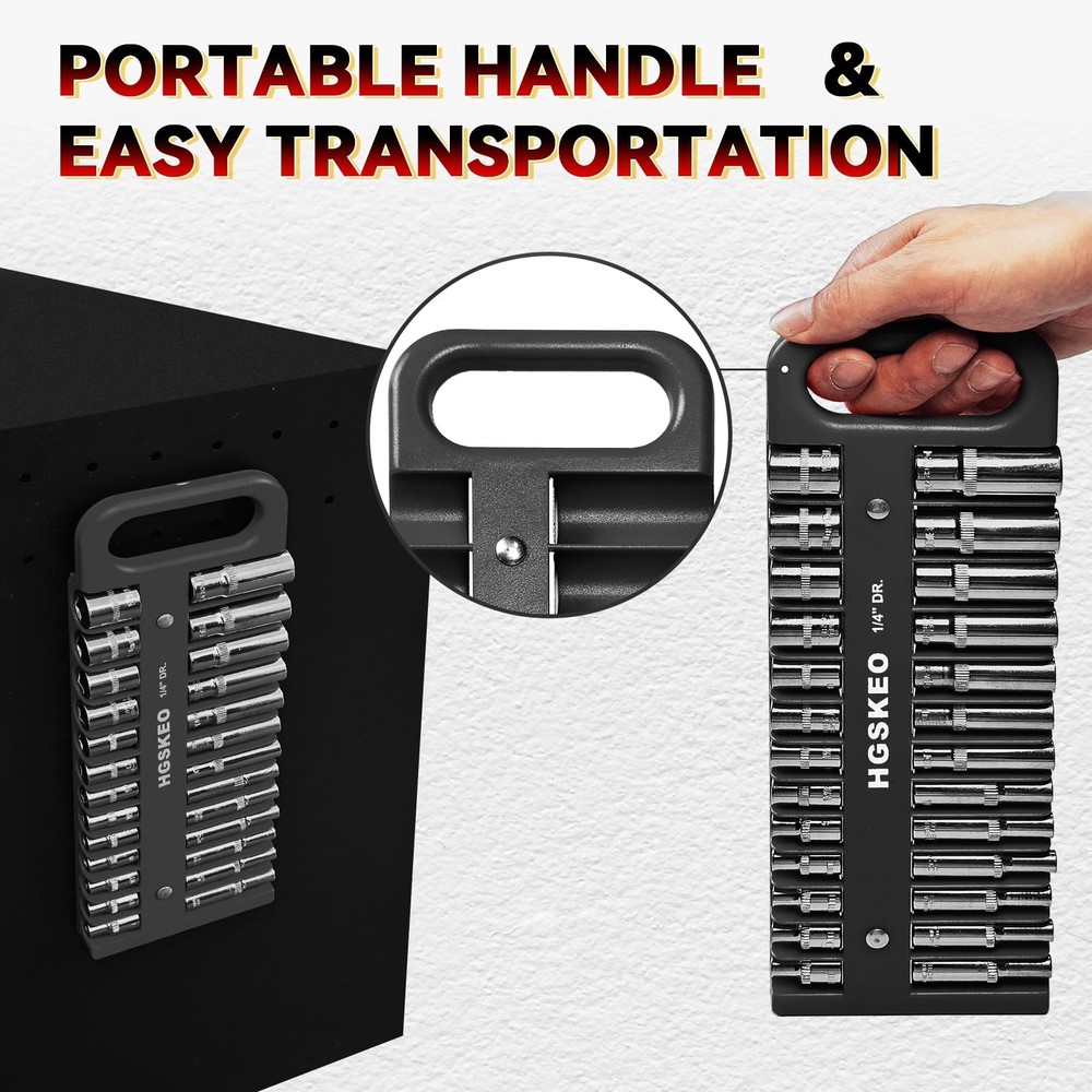 HGSKEO Magnetic Socket Holder Set with Handle, Portable Socket Organizer, Hea...