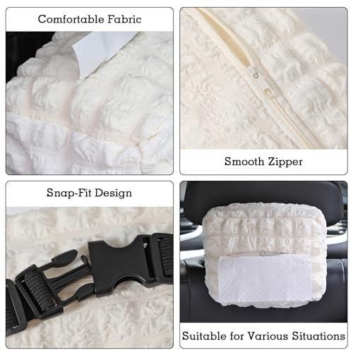 Car Tissue Holder, Car Standard Tissue Holder, Multi-Functional Puff - Beige
