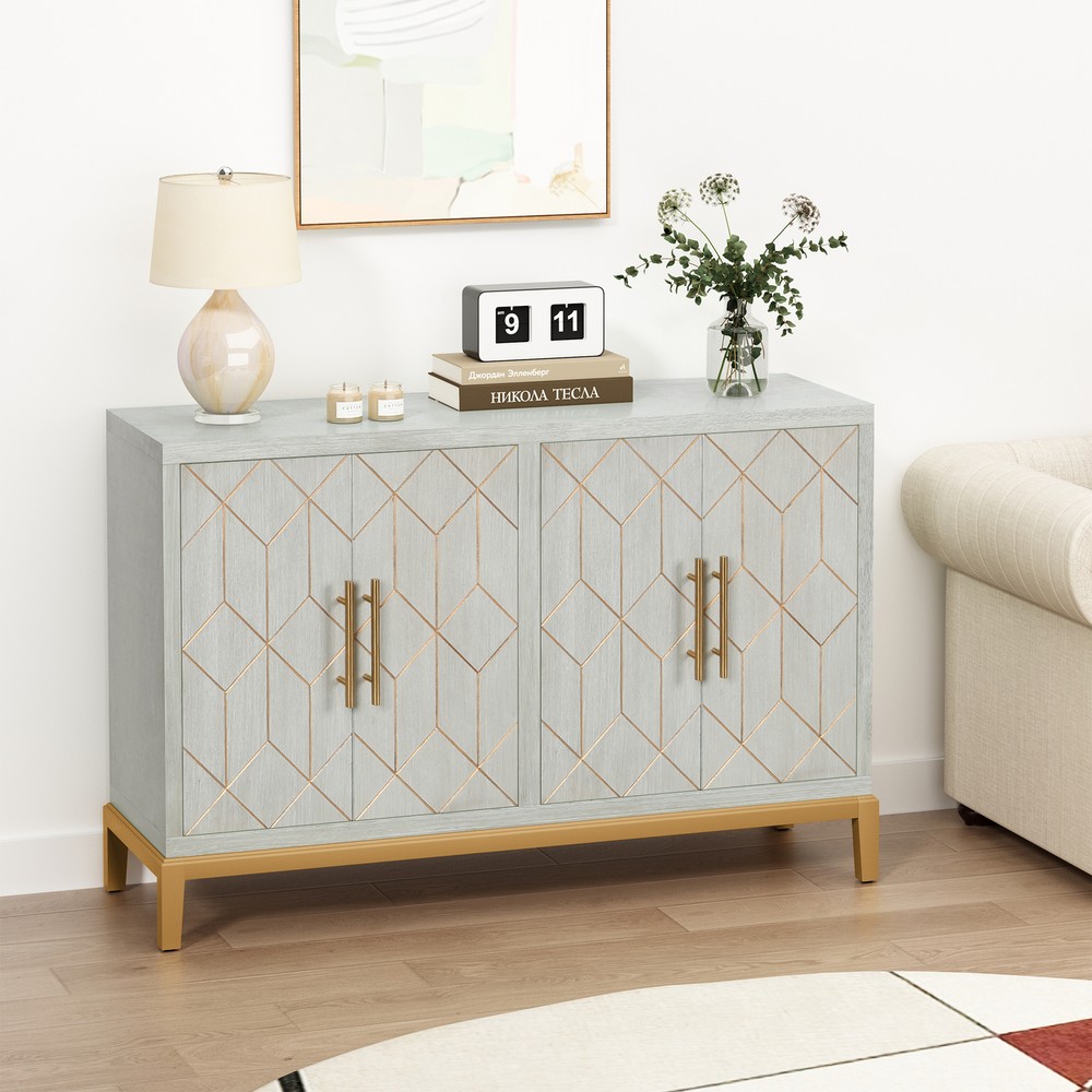 Storage Sideboard Cabinet with 4 Doors Modern Kitchen Buffet Cabinet Green