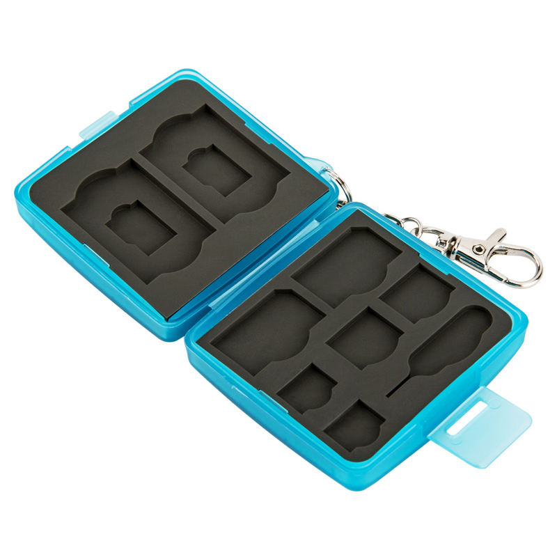 JJC Memory Card Case Mini w/ Lock&Ring 2SD+2MSD+2SIM+2Micro SIM+2Nano SIM Cards