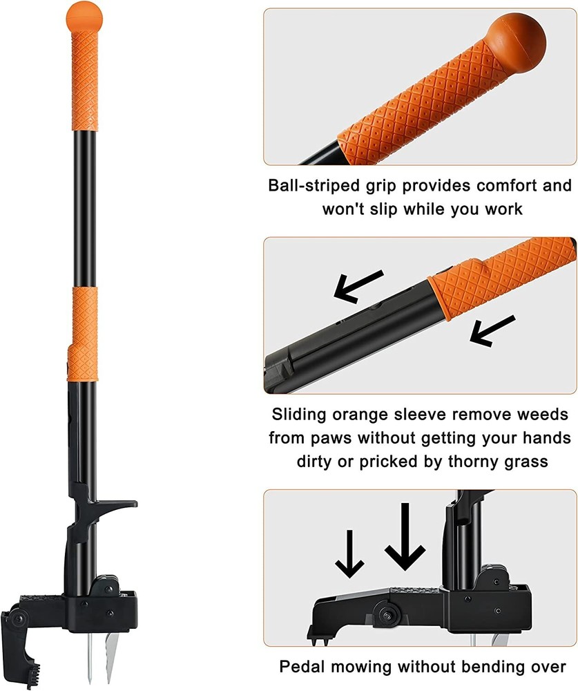 Goodpartner Weed Puller Tool Stand-Up - 40" Long Handle Weed Picker with Leaf Ba