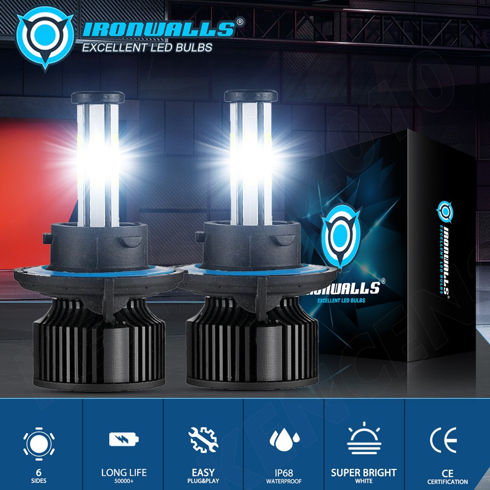 6-sides H13 9008 LED Headlight Bulbs Kit 3000000LM Hi/Lo Beam Super Bright White