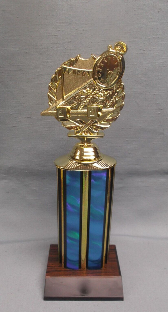 SWIMMING theme trophy blue column weighted base