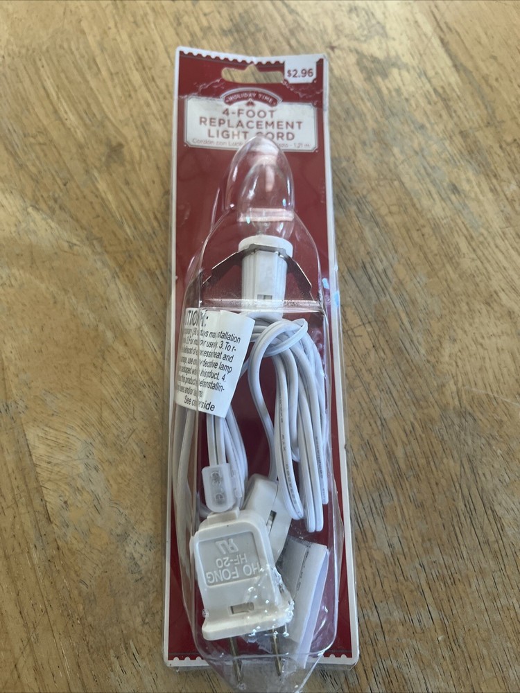 New Holiday Time Christmas 4 Foot White Replacement Light With Switch