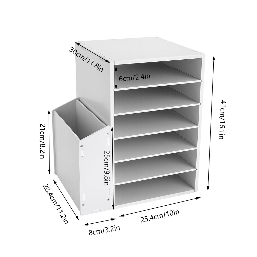White Desktop Organizer Desktop File Holder File Organizer Modern Rectangular