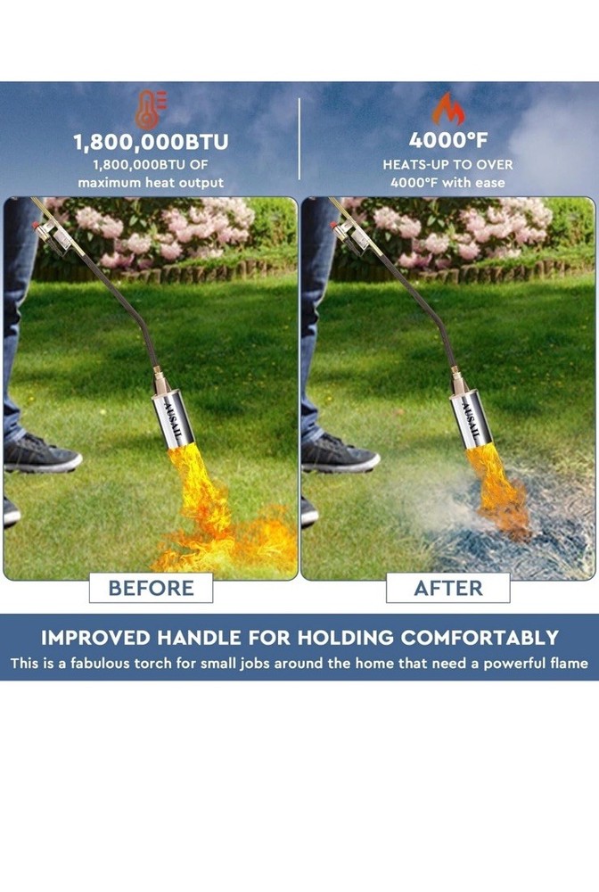 Powerful 800,000 BTU Propane Torch with Turbo Igniter - Multi-Purpose Burner