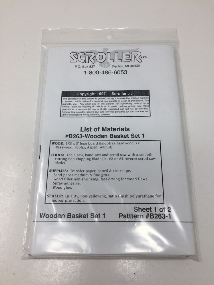 Scroller Patterns for Wooden Basket Set 1 #B263