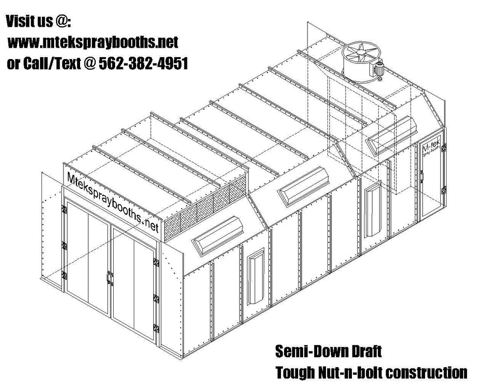 NEW M-TEK SEMI-DOWN DRAFT PAINT SPRAY BOOTH / PAINT BOOTH