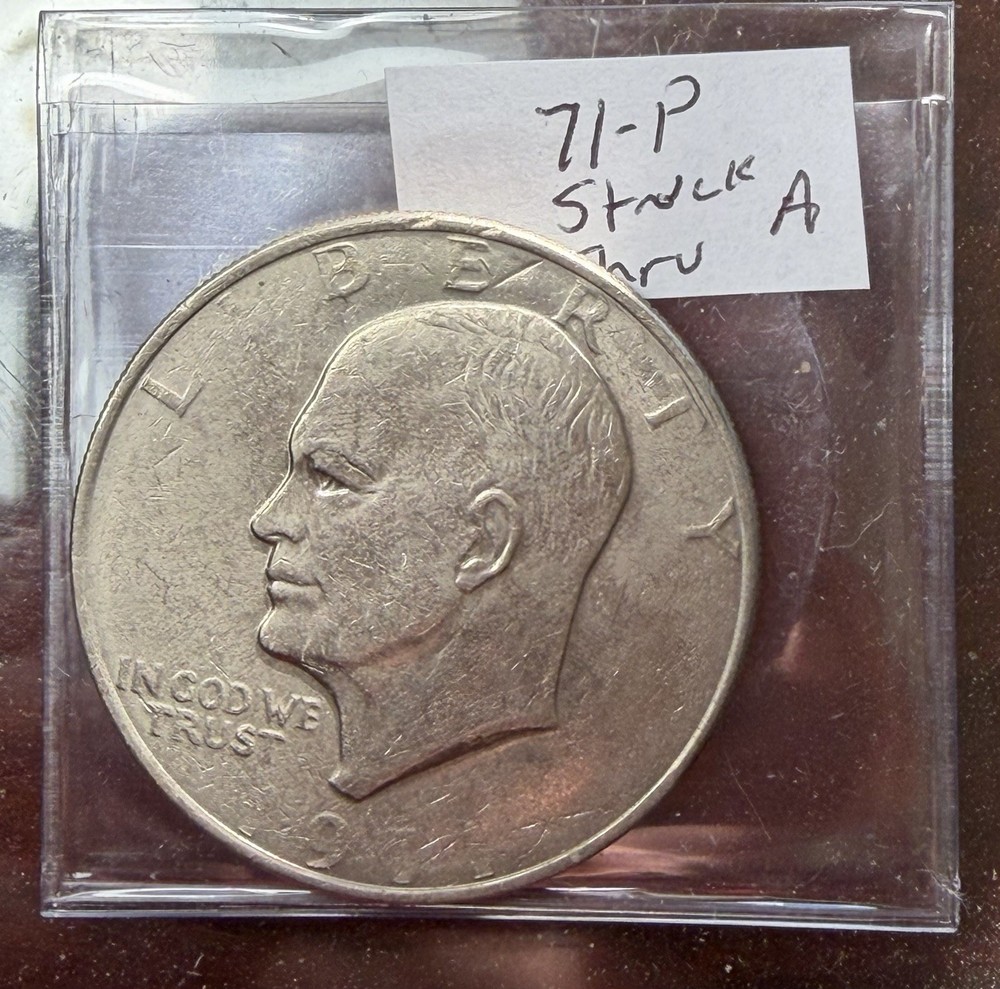 1971-P Eisenhower Ike Dollar - Struck Thru Grease Error - A