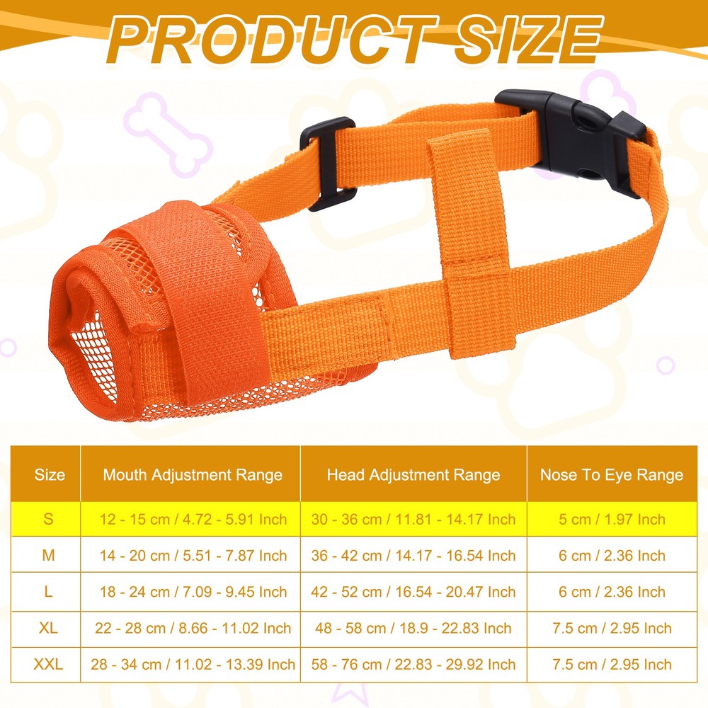 Dog Muzzle Soft Mesh Muzzle Mouth Guard Cover Orange S