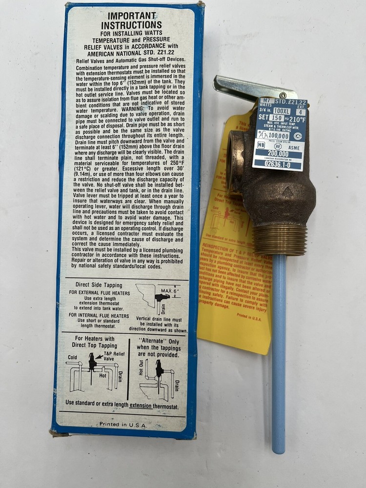 Watts Water Pressure Regulator Blue Ribbon Model 100XL
