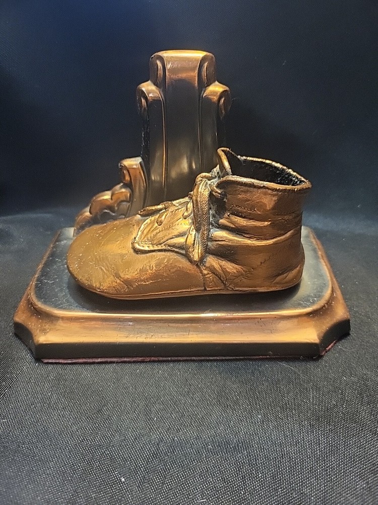 Bronzed Baby Shoe Single Bookend Engraved Patty