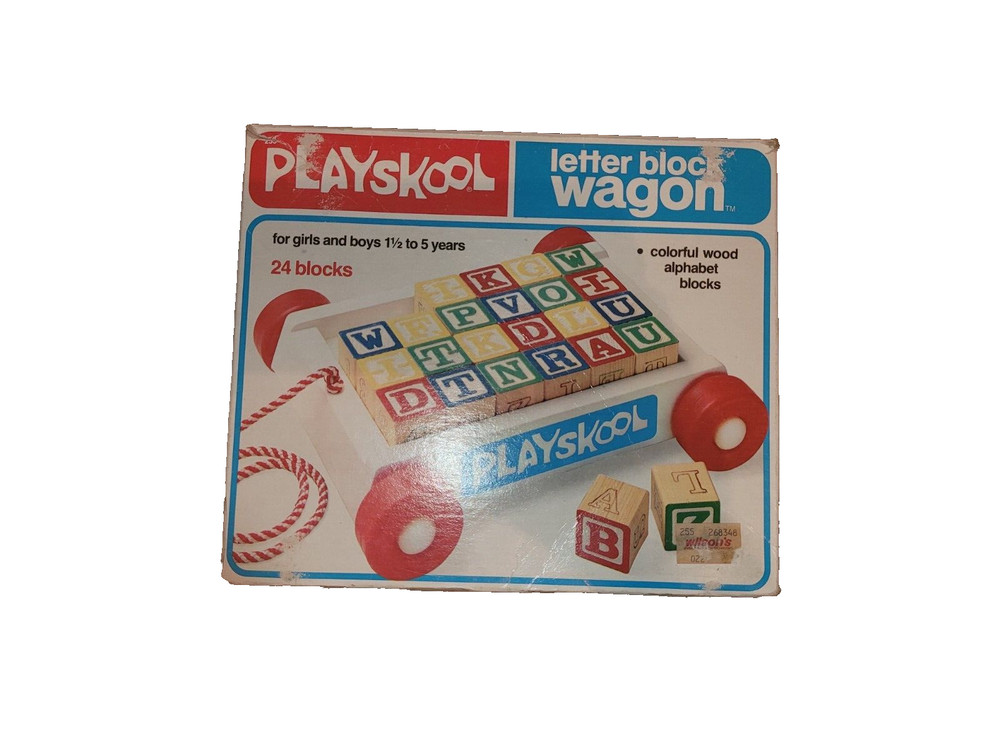 Vintage 1981 Playskool Wagon Block Set One Block Missing