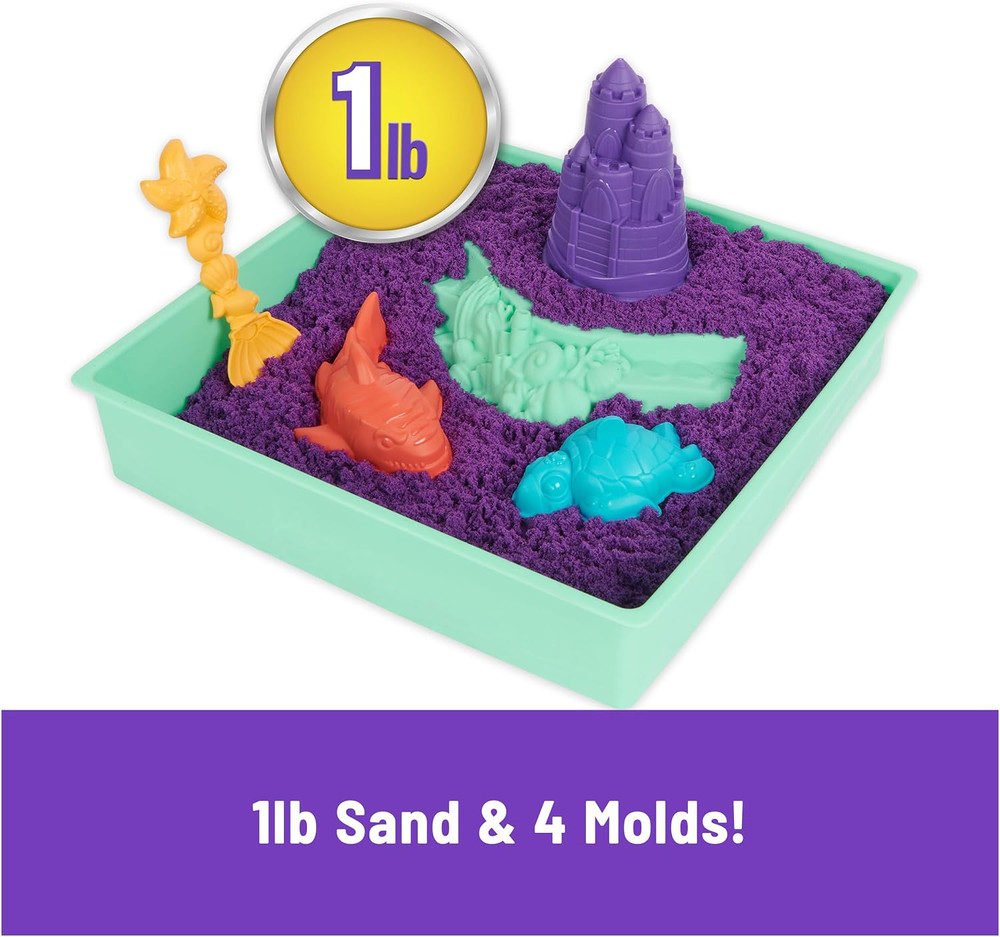Kinetic Sand, Sandbox Set, Creative Easter Gifts, Includes 1Lb Purple Moldable P