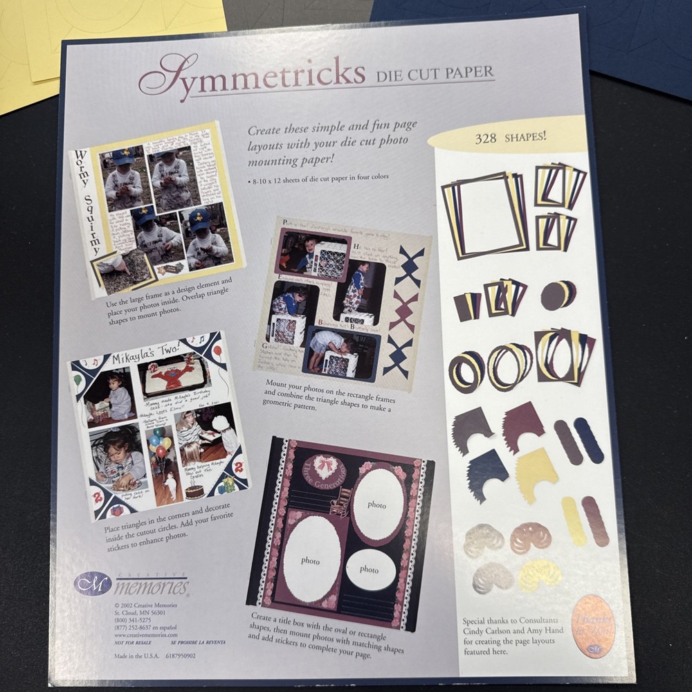 Creative Memories Die Cuts/ Short Cut Packs. Borders Template, Page Pattern Book