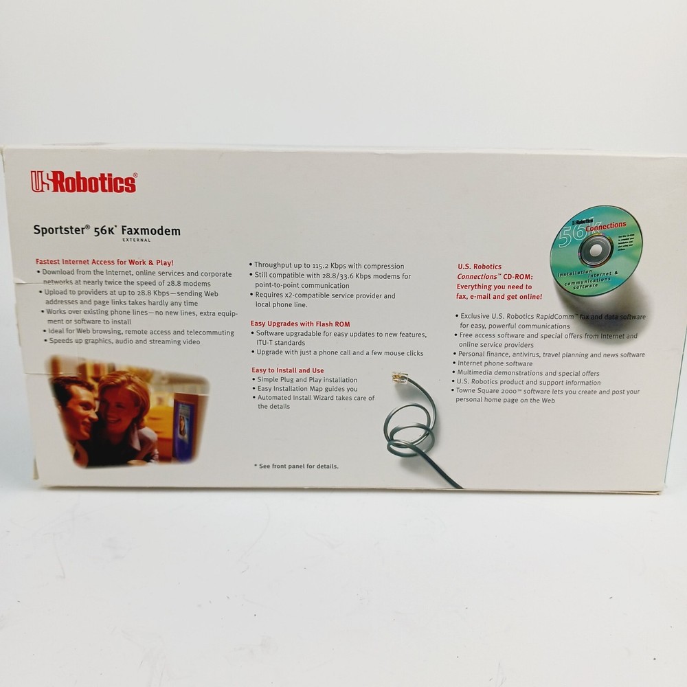 USRobotics Sportster 56K External Faxmodem Fast Internet Access For Work & Play