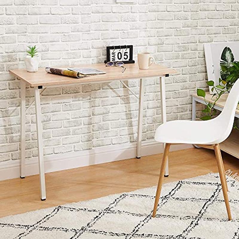 Small Computer Desk Modern Writing Table Sturdy Wood Metal Frame Space Saving US