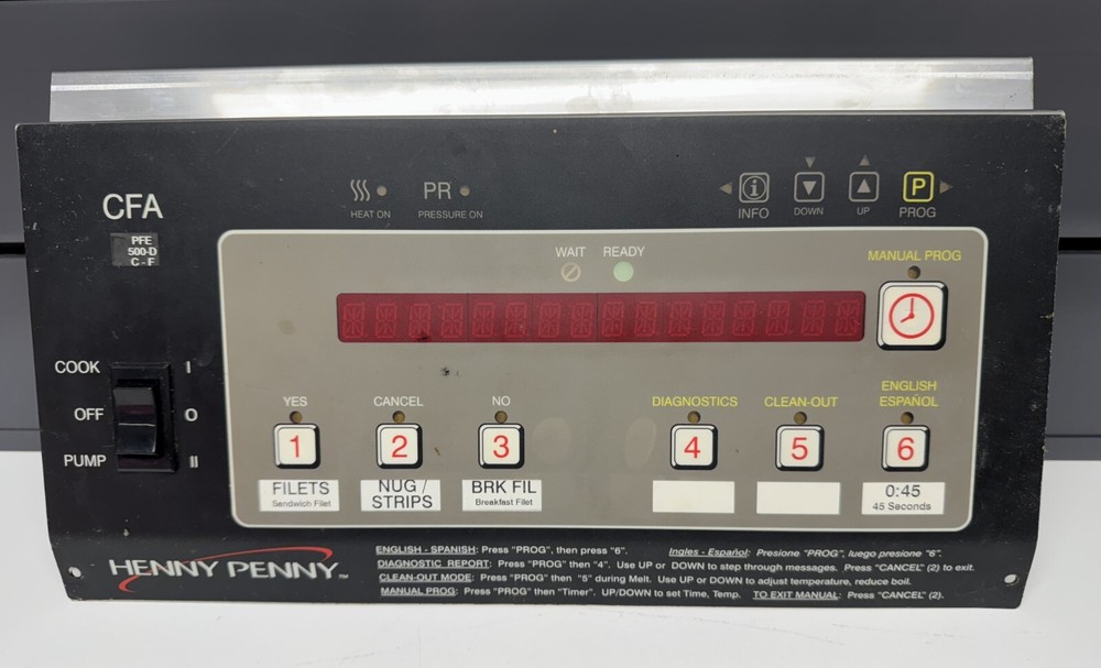 Henny Penny CFA Touchswitch Angled Control Panel - Genuine - Good Used