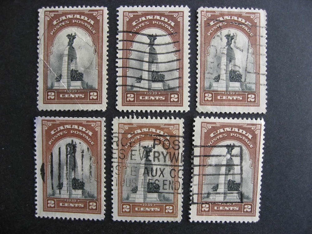 Canada 6 progressively shifted centre print error used, Sc 247 check these out!