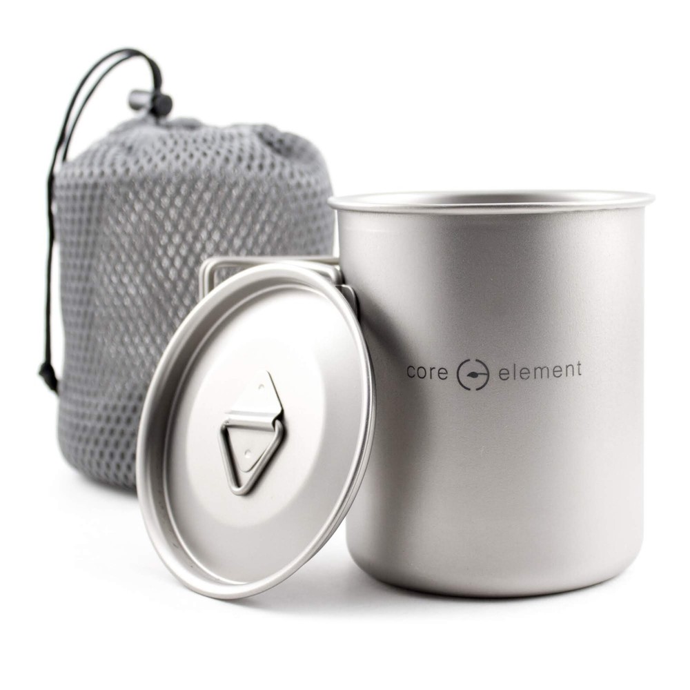 2-PACK 100% Titanium Nesting Cookware Set Mug 15oz 450ml + 25oz 750ml Cup Mug