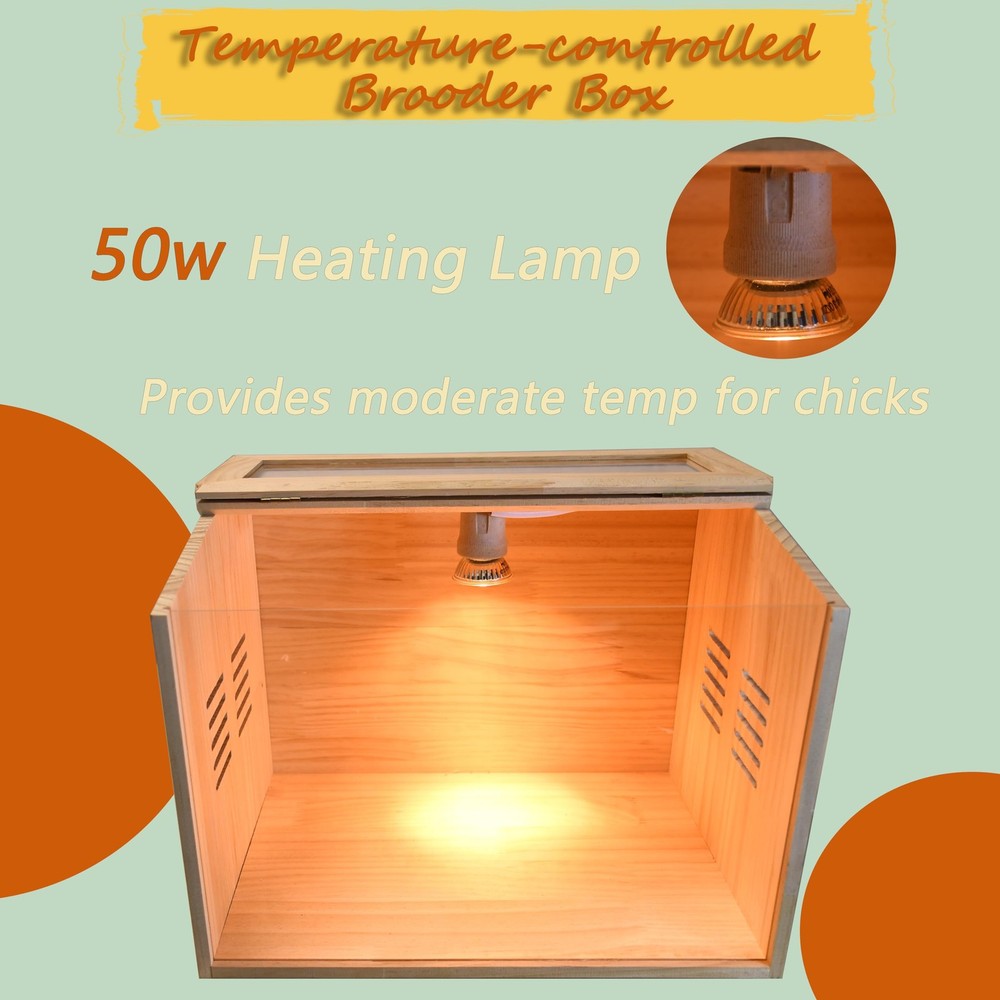 Brooder Box for Chicks, 3-8 Chicken Heater, Poultry Brooder with Heaters for