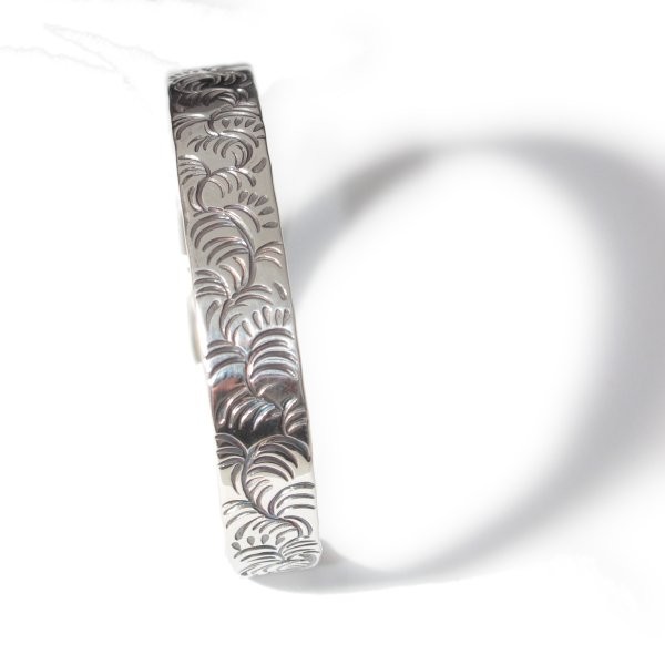 VIVIFY Silver Arabesque Flat Bangle Bracelet
