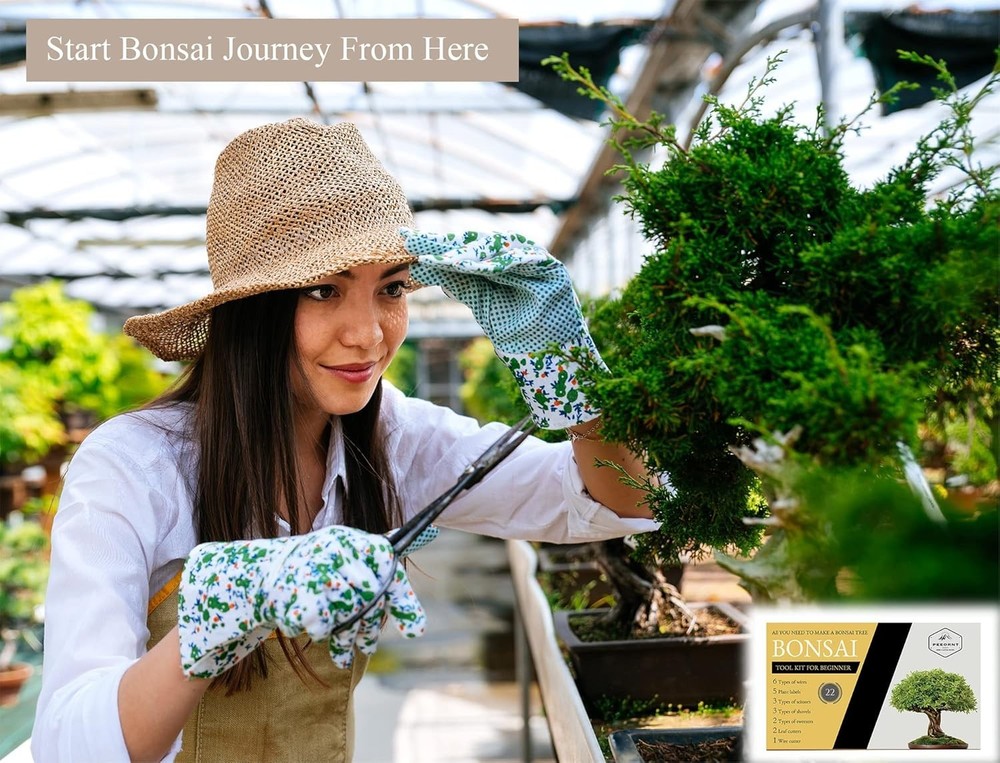 Bonsai Tree Tools Kit 22 PCs Set High Carbon Steel Trimming Include Pruning