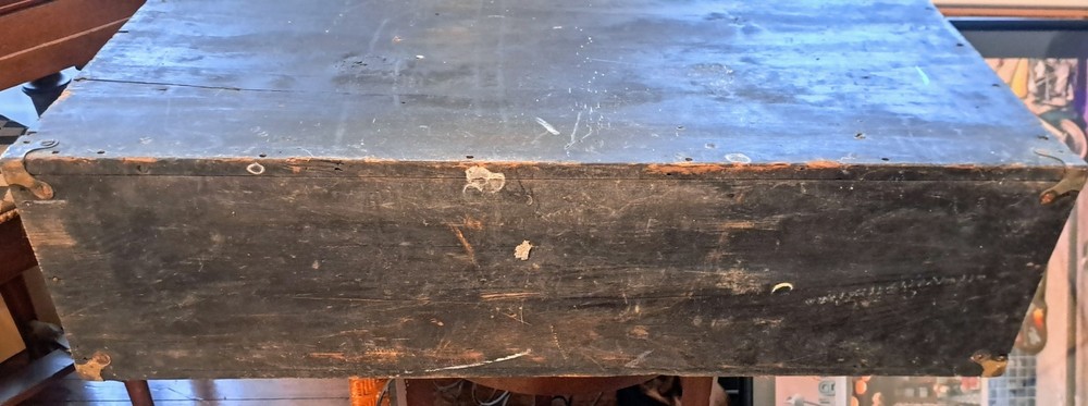 Antique Handmade Rustic Solid Wood Carpenter Tool Storage Box Chest