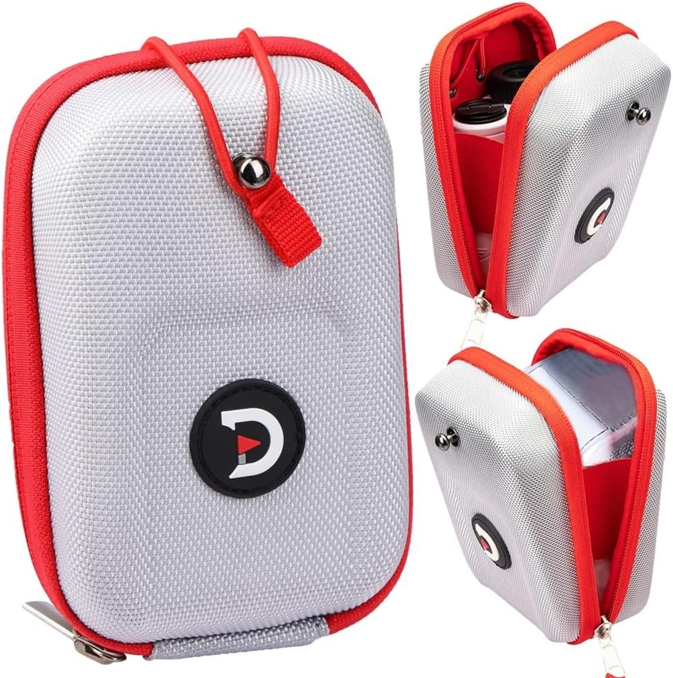 Compact Silver-Red Golf Rangefinder Case - Lightweight & Durable Protection