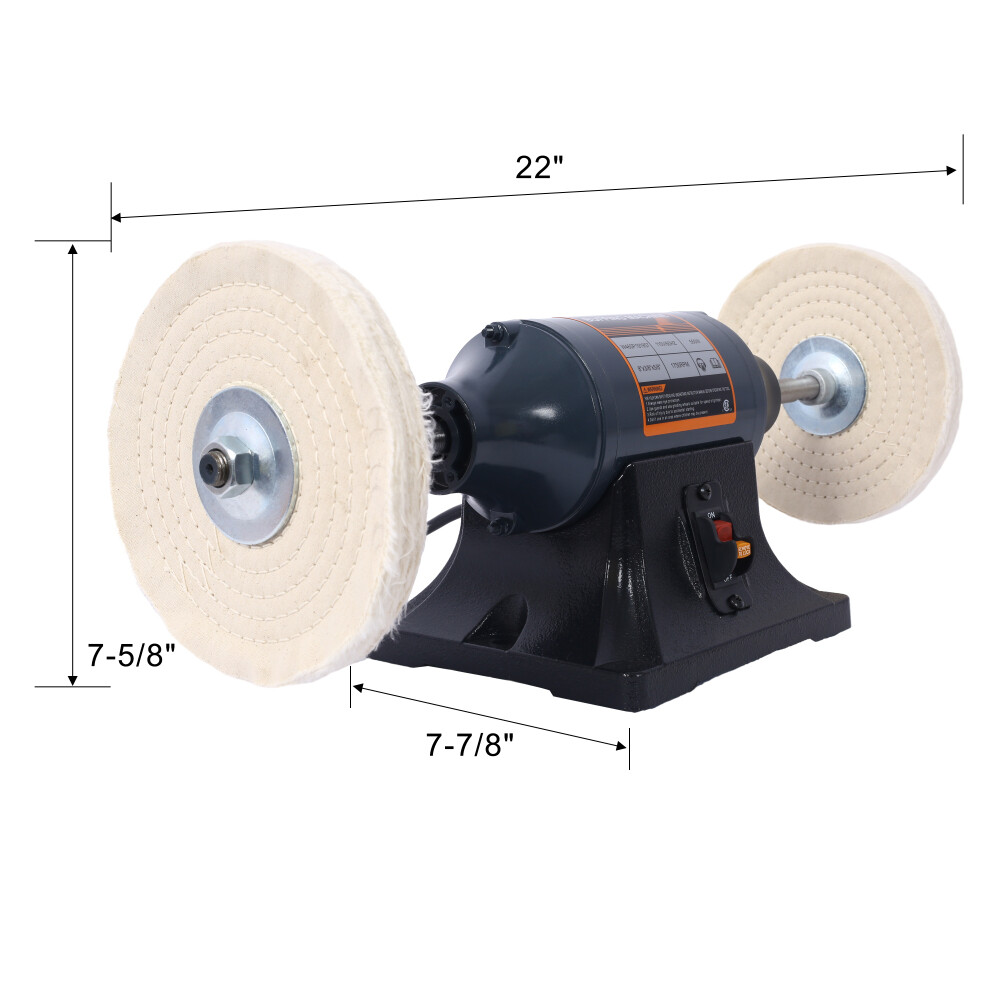 Extra long 8" Electric Polisher Benchtop Buffer Grinder Benchtop Buffing Machine